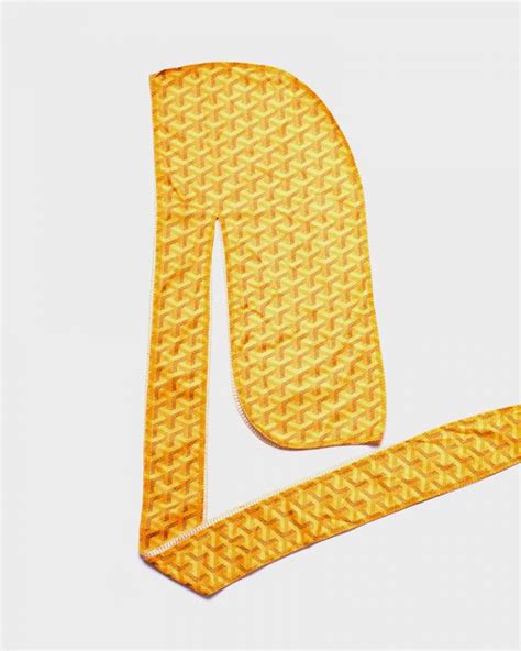 Silky Designer Yellow Goyard Print Durag 